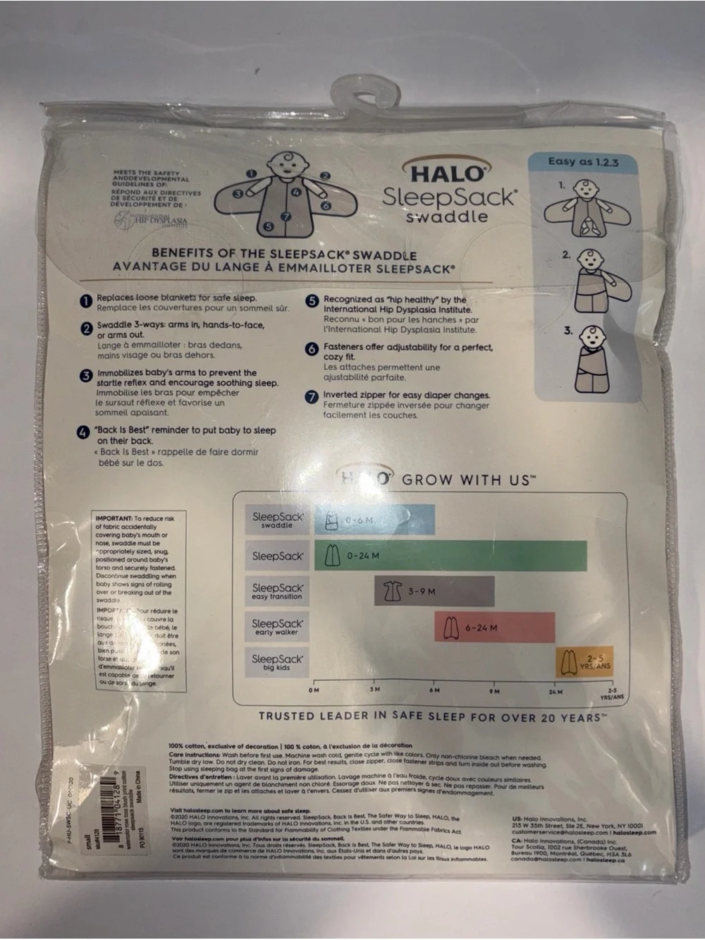 HALO SleepSack Swaddle in Cream with Pink Floral